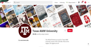 Pinterest Profile of University