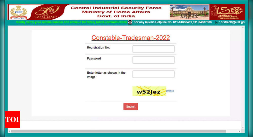 CISF Constable Tradesman Admit Card 2023 Released for PET/PST Round, download here