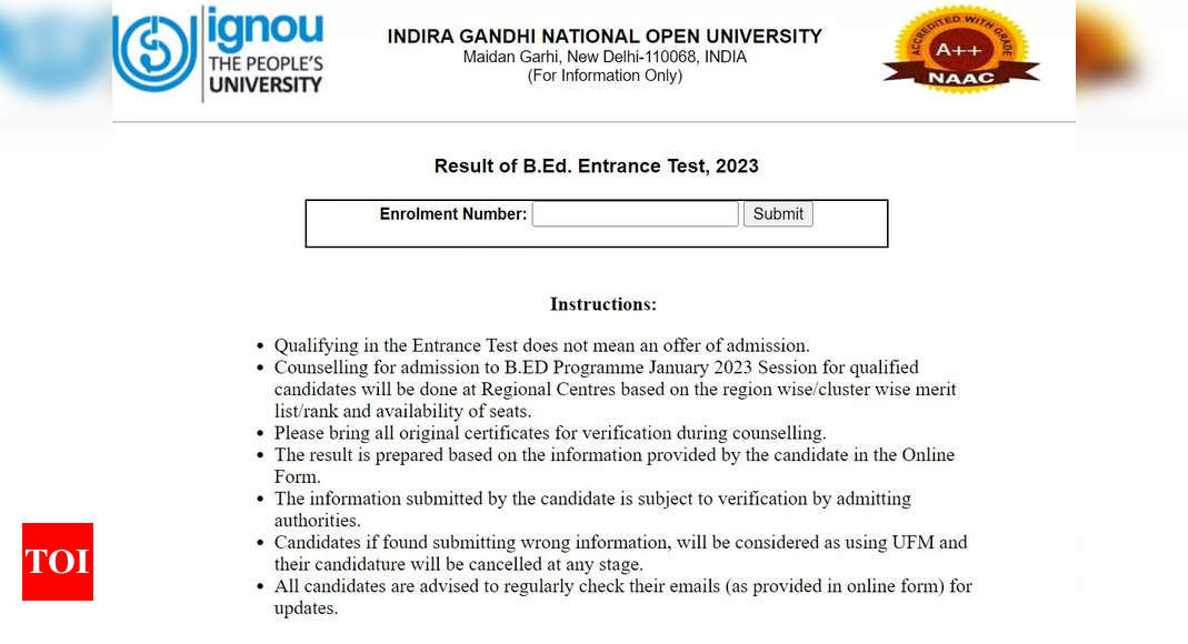 IGNOU BEd Result 2023 Declared On Ignou.ac.in, Check Direct Link Here ...