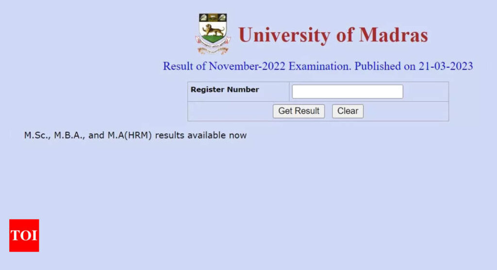 Madras University Result 2023 declared for MBA, MA, MSc on unom.ac.in, download link here