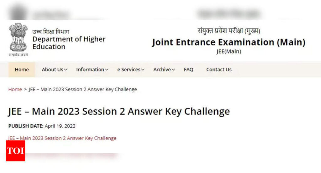 JEE Main Answer Key 2023 for Session 2 released @ jeemain.nta.nic.in, direct link here