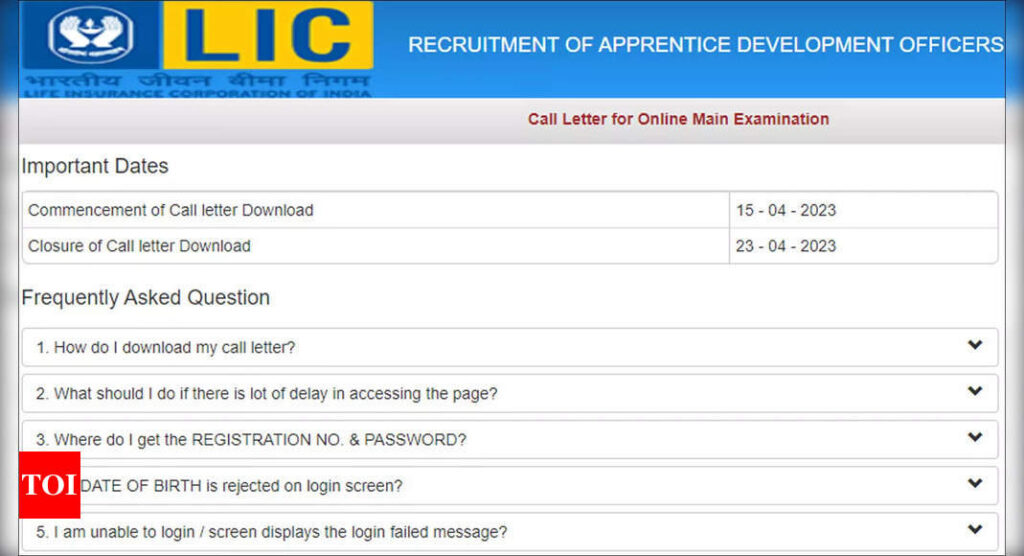 LIC ADO Admit Card 2023 for Mains released, download here