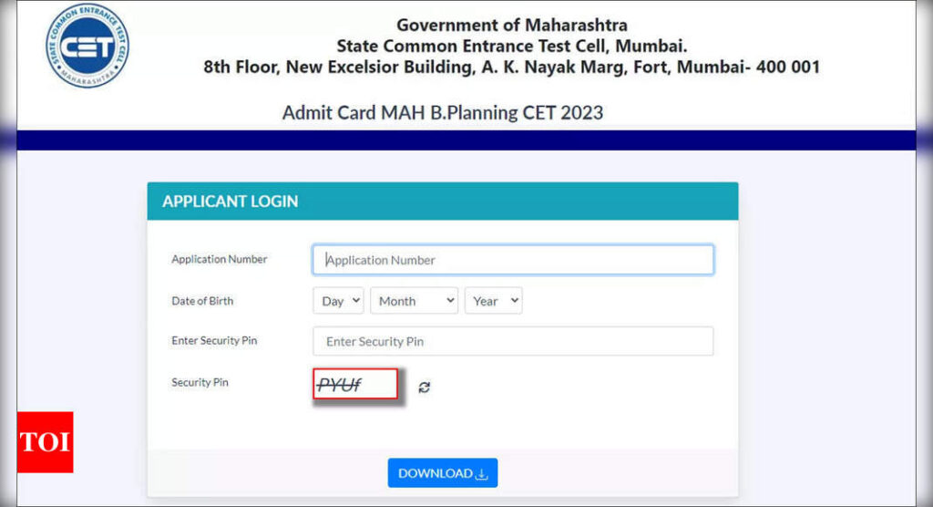 MAH CET B.Planning admit card 2023 released; download here