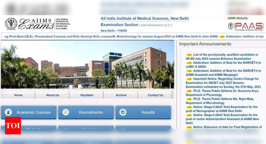 AIIMS INI SS Result 2023 declared on aiimsexams.ac.in, result PDF here