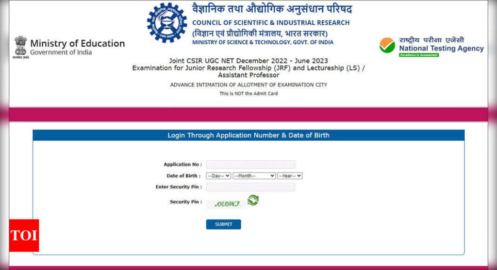 CSIR-UGC NET 2023 exam city intimation slip released; admit card soon