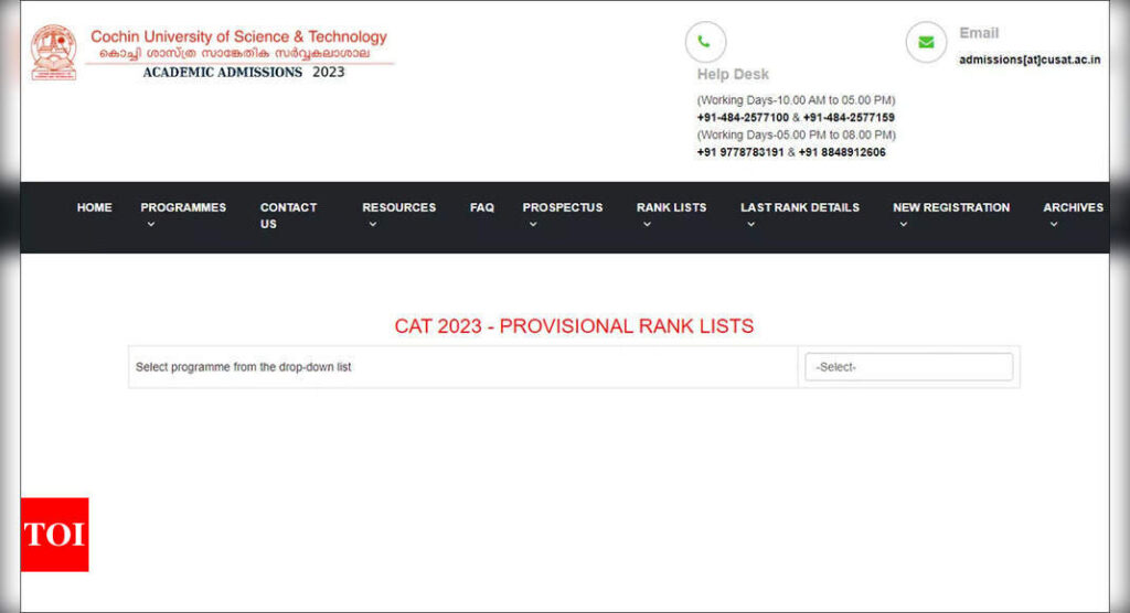 CUSAT CAT 2023 results announced on cusat.ac.in; check your rank list here