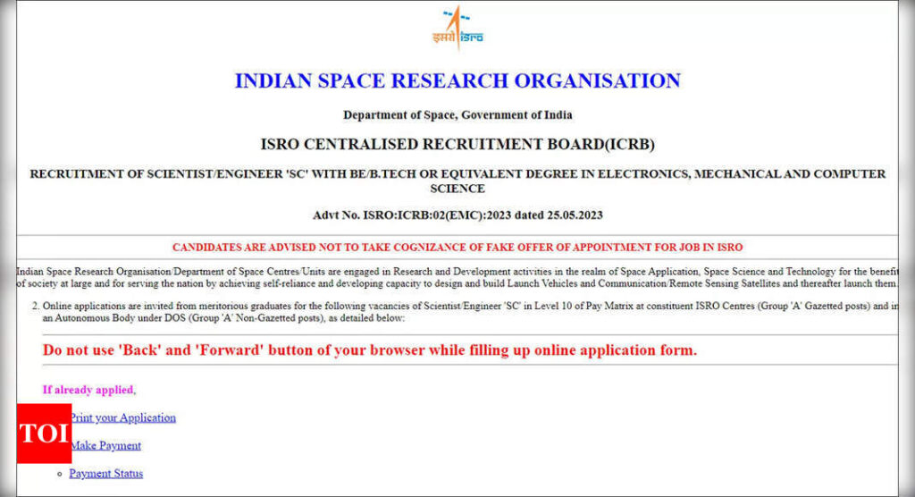 ISRO Recruitment 2023: Online Applications Open for 303 Scientist/Engineer-SC ; Direct link