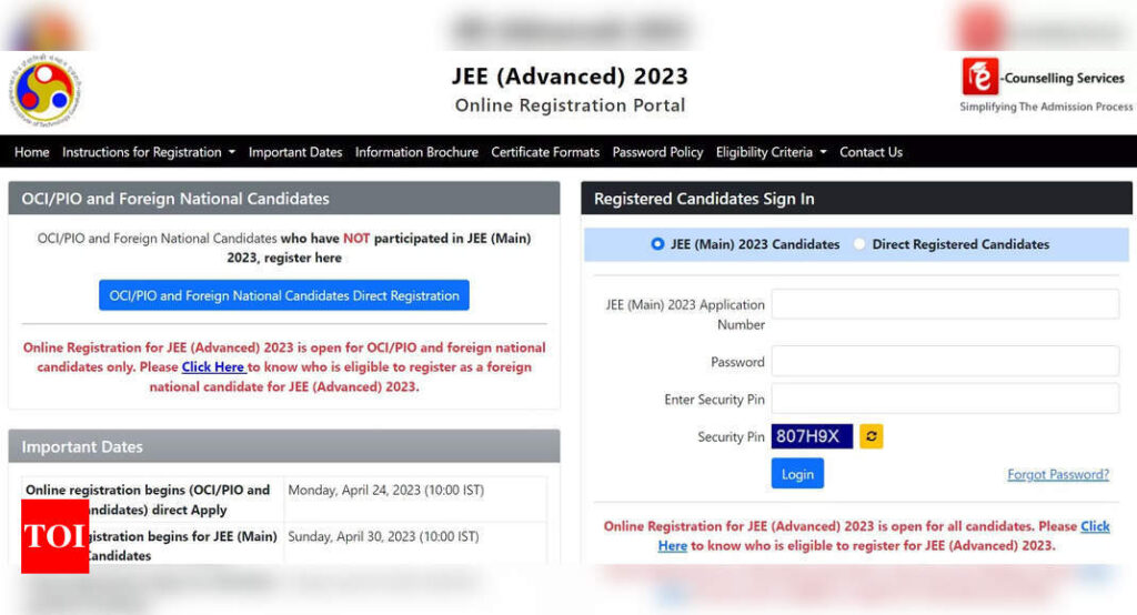 JEE Advanced 2023 Registration: JEE Advanced 2023 Registration closing today on jeeadv.ac.in, application link here