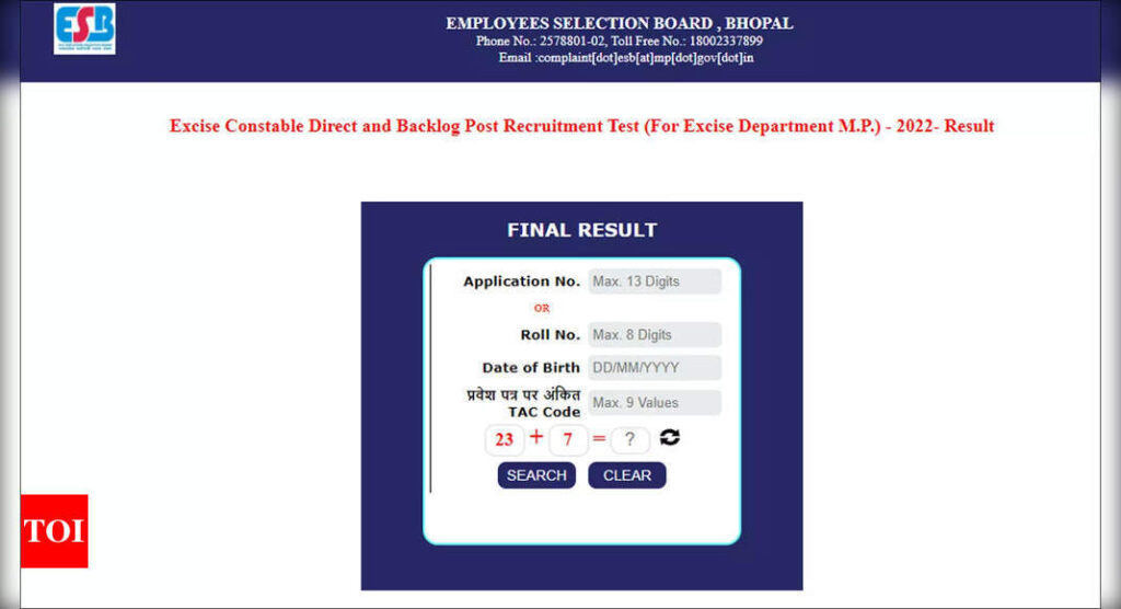 MPESB Excise Constable Result 2023 declared at esb.mp.gov.in; direct link