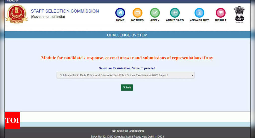 SSC releases answer keys and response sheets for SI in Delhi Police and CAPFs recruitment exam 2023