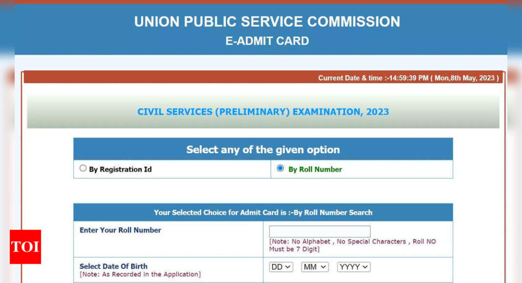 UPSC CSE Admit Card 2023 for Prelims released on upsconline.nic.in, download link here