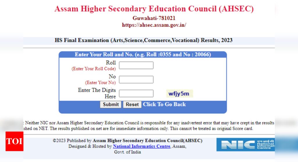 Assam AHSEC HS 12th Result Declared; Direct link here