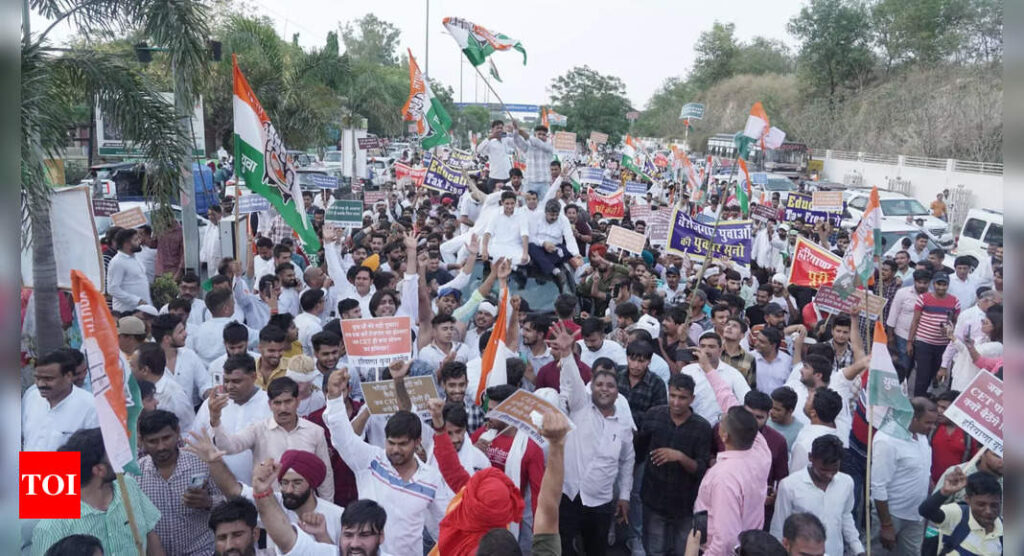 CET-qualified candidates along with youth congress protest in Karnal, demands chance to appear in Main exam