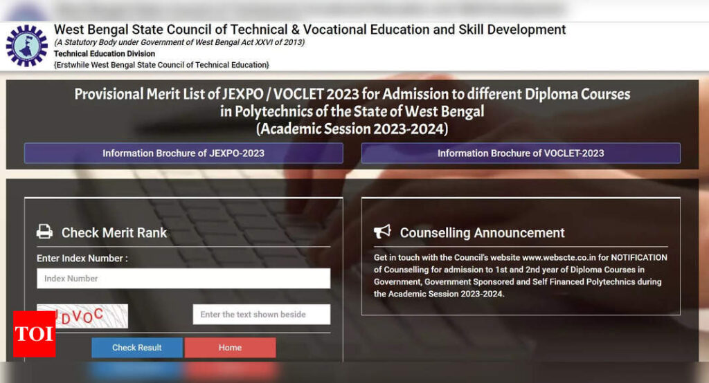 JEXPO, VOCLET 2023 Merit List released on webscte.co.in, direct link here