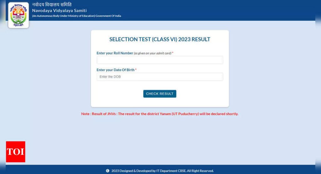 JNV Class 6 Result 2023: How to check Navodaya Vidyalaya Class 6th Results at navodaya.gov.in