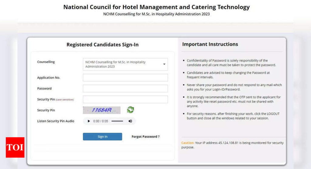 NCHM Counselling 2023: Round 1 seat allotment result declared on nchmcounselling.nic.in