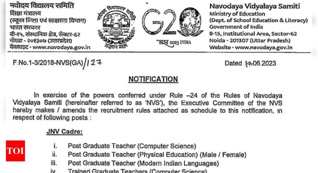 NVS Recruitment 2023: Apply online for 7500+ Teaching and Non-Teaching Posts