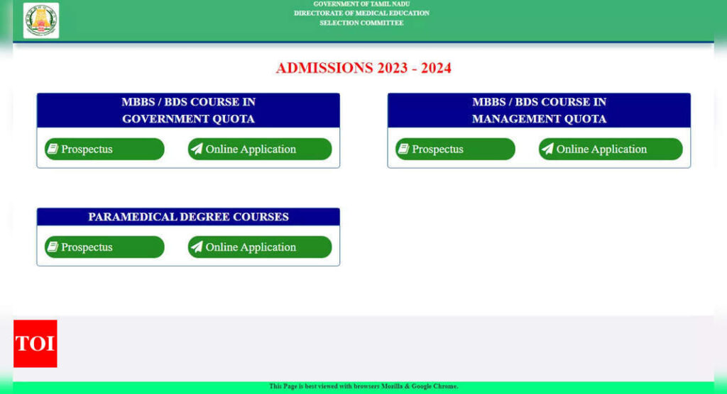 Registration open for Tamil Nadu NEET UG Counselling 2023: Apply now for govt and management quota seats