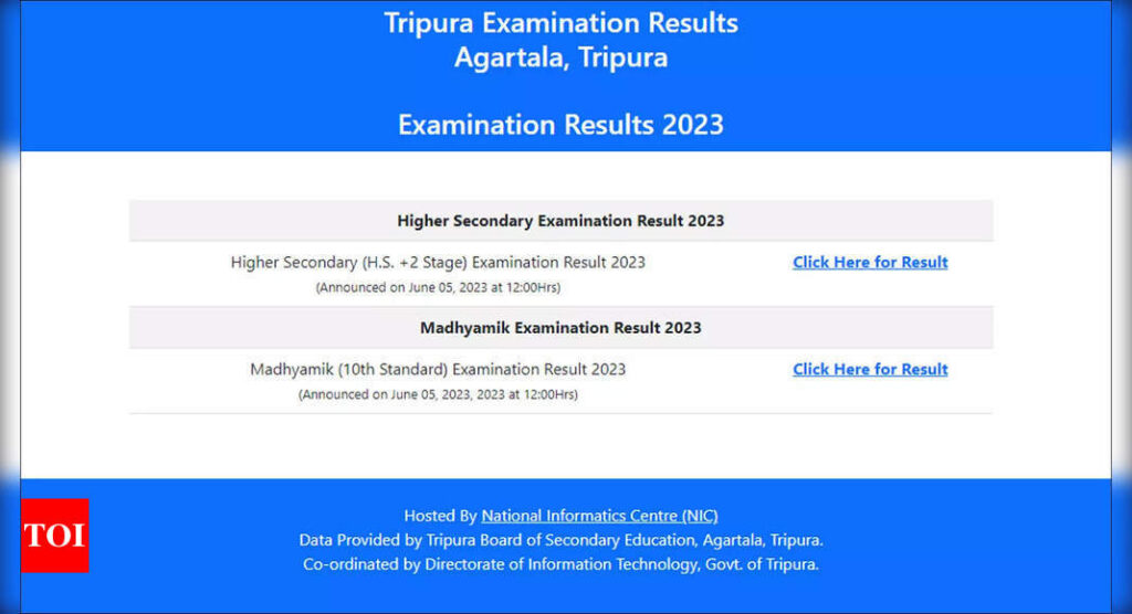 Tripura TBSE HS & Madhyamik Result 2023 announced @ tbresults.tripura.gov.in; Direct link here