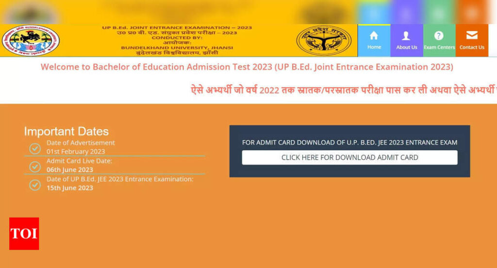 UP BEd JEE 2023 Admit Card released on bujhansi.ac.in, download link here