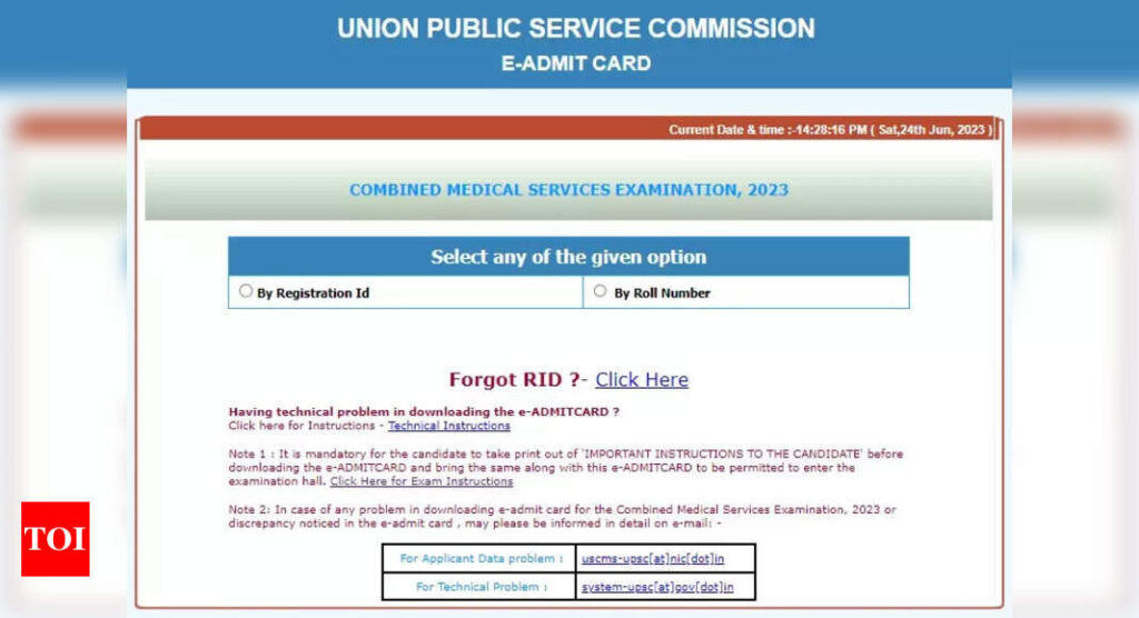 UPSC CMS Admit Card 2023 released on upsc.gov.in, direct link to download