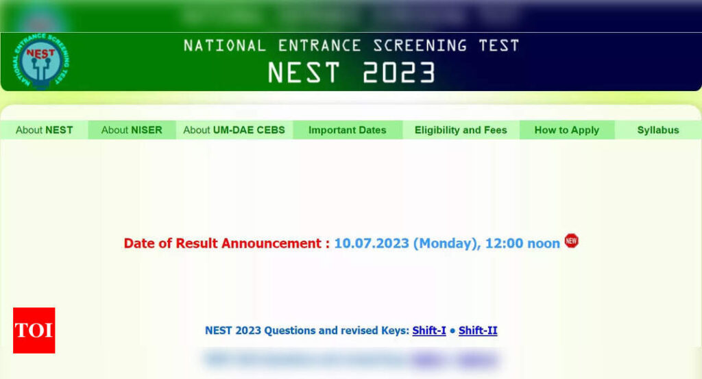 NEST Result 2023 releasing tomorrow at nestexam.in, check details here