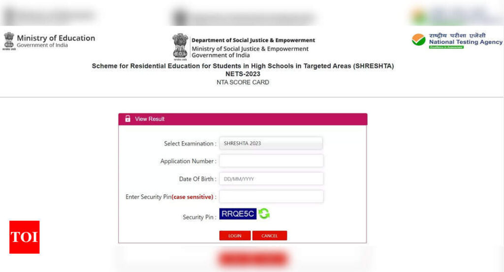 SHRESHTA NETS 2023 result declared on nta.ac.in, download link here